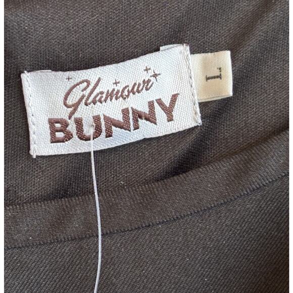 Glamour Bunny Off The Shoulder Pinup Pencil Skirt Dress Sz L Black Retro 1950s - Picture 11 of 15